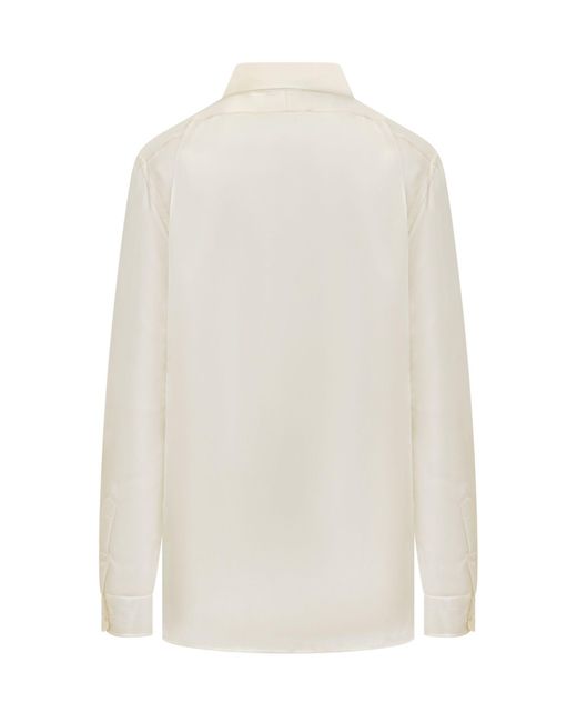 Tom Ford White Silk Shirt With Pleated Detail