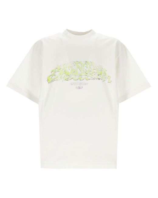 Balenciaga White Logo Printed Crewneck T-Shirt