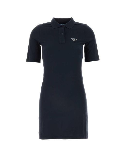 【プラダ・PRADA】Silk polo mini-dress Belted silk polo dress in grey - Prada | Mytheresa