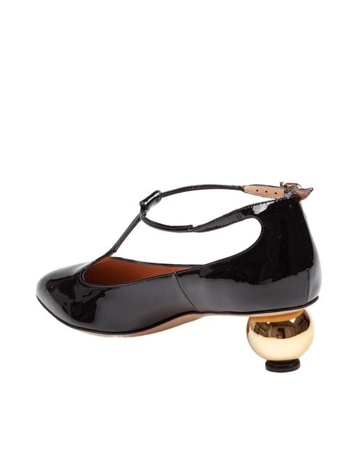Ferragamo Brown Patent Leather T-Strap Pump