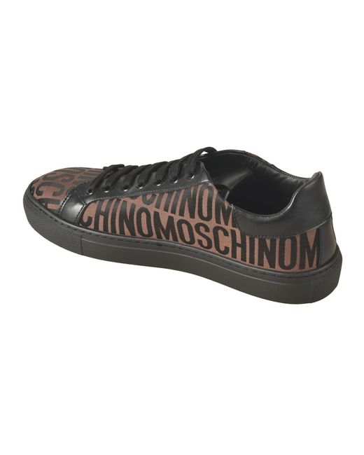 Moschino Black All-Over Logo Sneakers for men