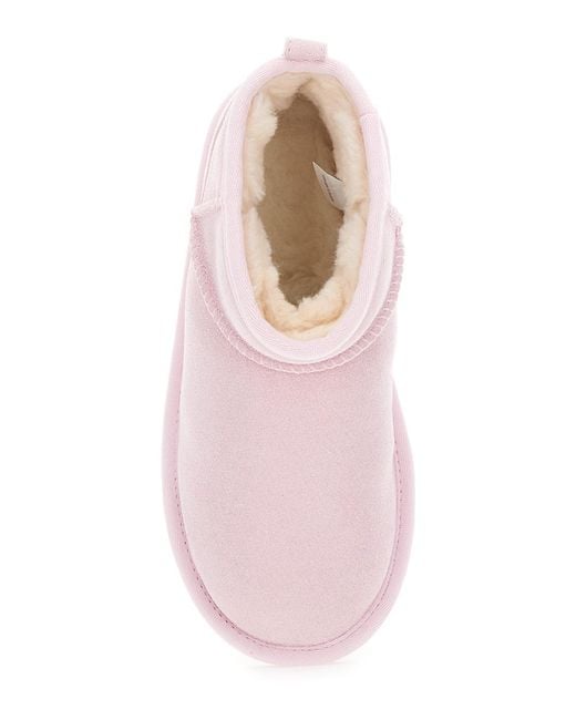 Ugg Pink Classic Ultra Mini Ankle Boots Leather