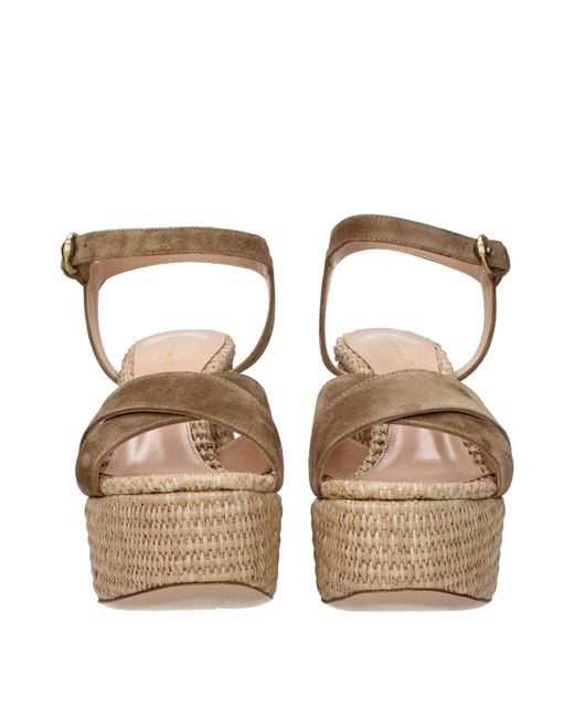 Gianvito Rossi Brown Leather Platform Sandals