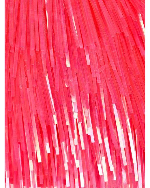 Sportmax Red Fringed Crewneck Cropped Top