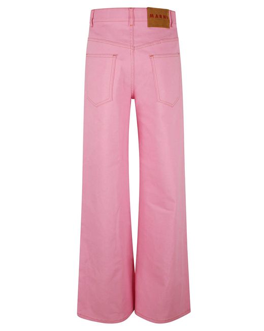 Marni Pink Straight Buttoned Jeans