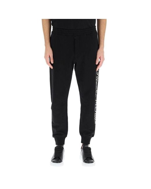 McQueen Black Cotton Joggers (Workout Pants) for men