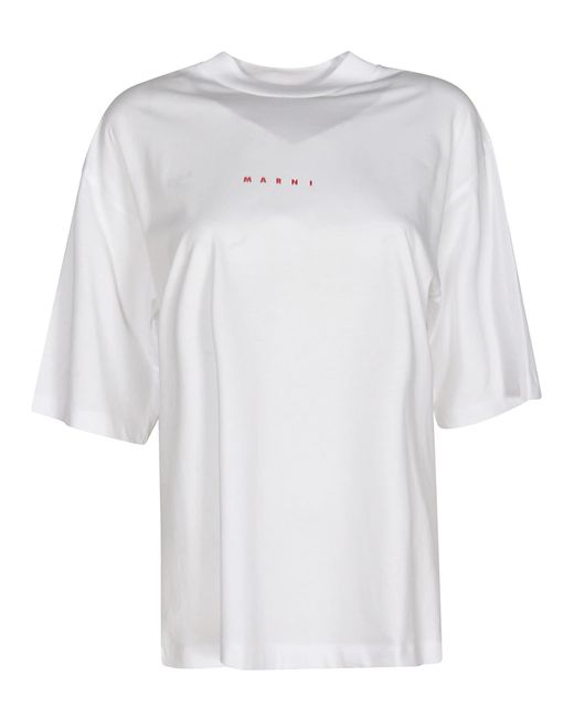 Marni White Small Chest Logo Detail T-Shirt