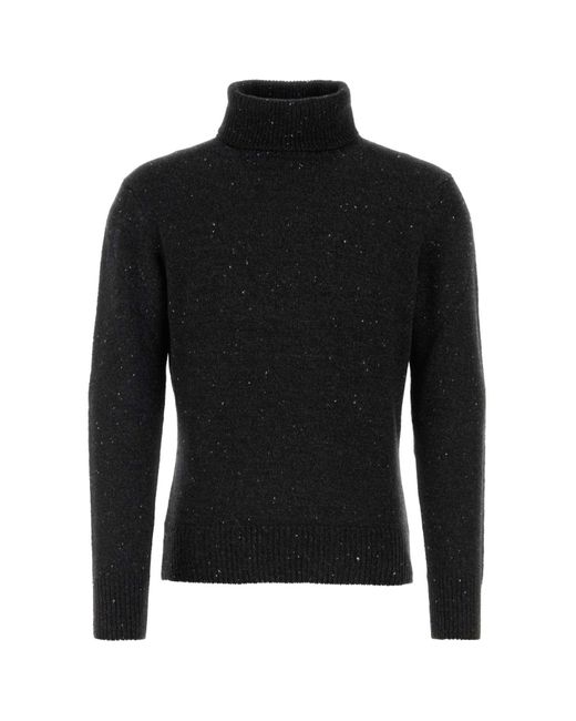 Johnstons Black Dark Cashmere Sweater for men