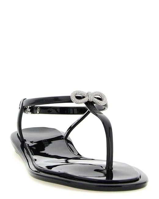 Mach & Mach Black Pvc Flat Sandals
