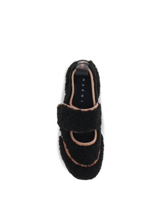 Marni Black Mary Jane Shearling Sneakers