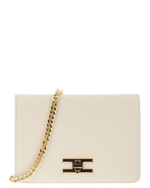 Elisabetta Franchi Natural Shoulder Bag With Gold Swivel Logo