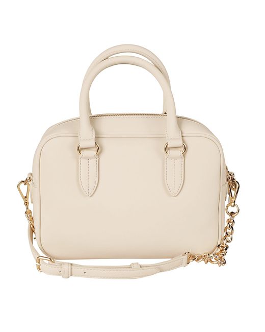 Love Moschino Natural Round Top Handle Logo Embossed Shoulder Bag