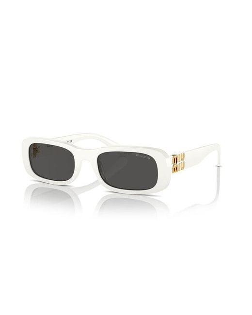 Miu Miu White Miu Sunglasses Rectangle Full Rim, Frame And Dark Lens Mu08Zs1425S0