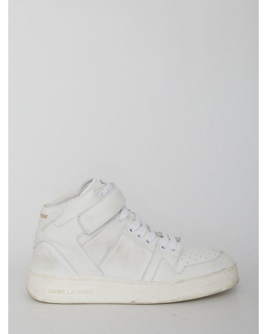Saint Laurent White Raffia Lace Up Sneakers