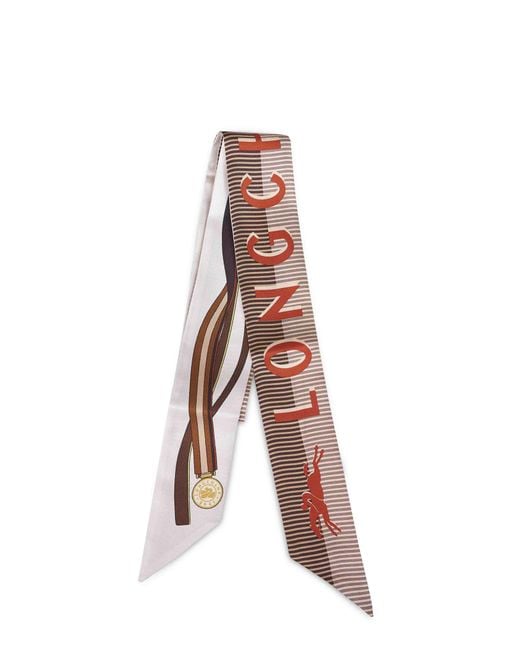 Longchamp White Headband Scarf A Toute Allure Silk