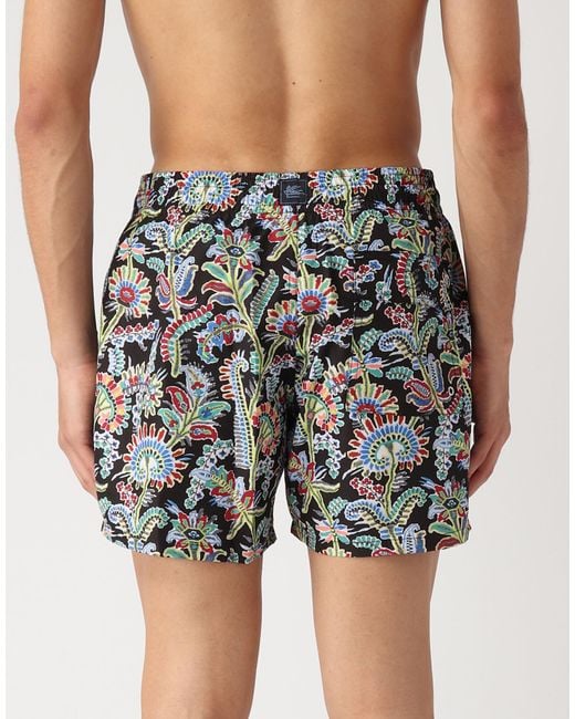 Etro Black Paisley Print Logo Swim Shorts Clothing Beachwear for men