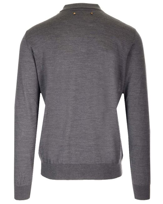 Golden Goose Deluxe Brand Gray Grey Polo Shirt In Wool for men
