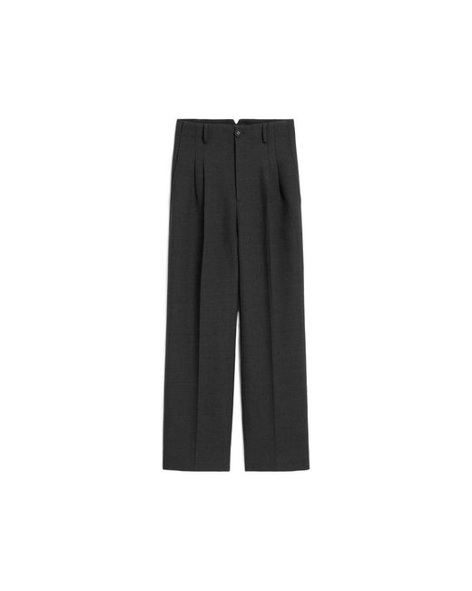 AMI Black Tailored Carrot Fit Wool Trousers for men