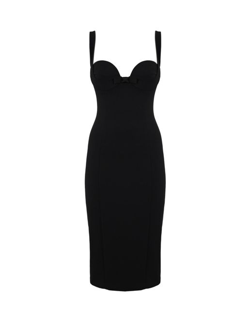 Elisabetta Franchi Black Dress With Crepe Bow