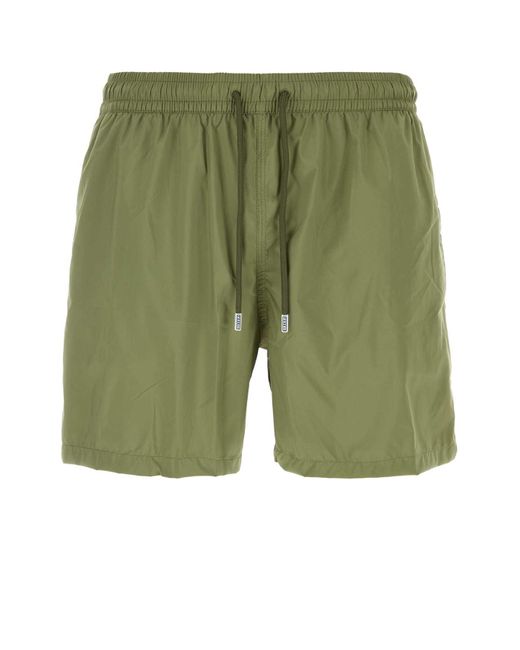 Fedeli Green Army Polyester Swimming Shorts for men
