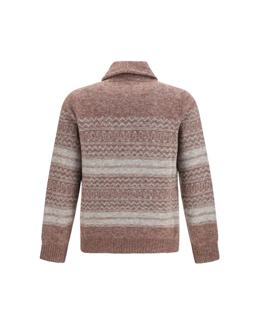 Brunello Cucinelli Brown Cardigan V-Neck Button for men