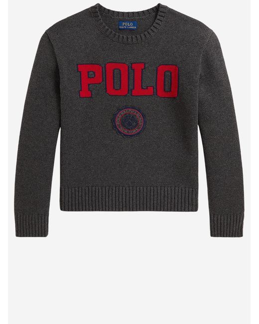 Polo Ralph Lauren Black Cotton Jumper With Logo for men