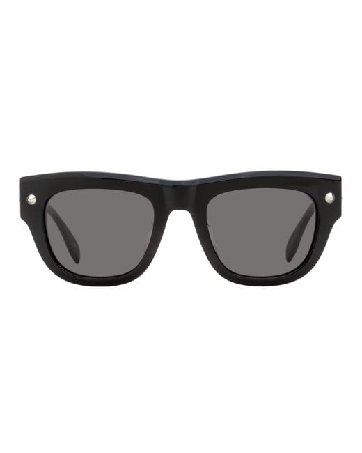 McQueen Black Stud Hinge Rectangular Sunglasses Am0425S 001 51Mm Plastic (Acetate) for men