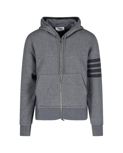 Thom Browne Gray 4-Bar Zip Hoodie for men