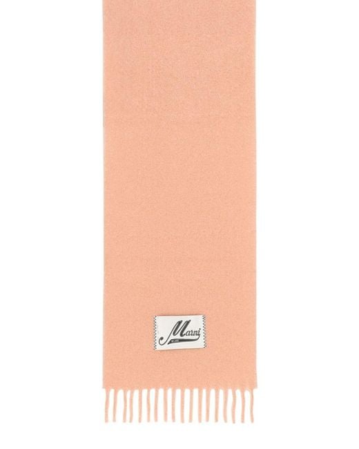 Marni White Alpaca Scarf Woven