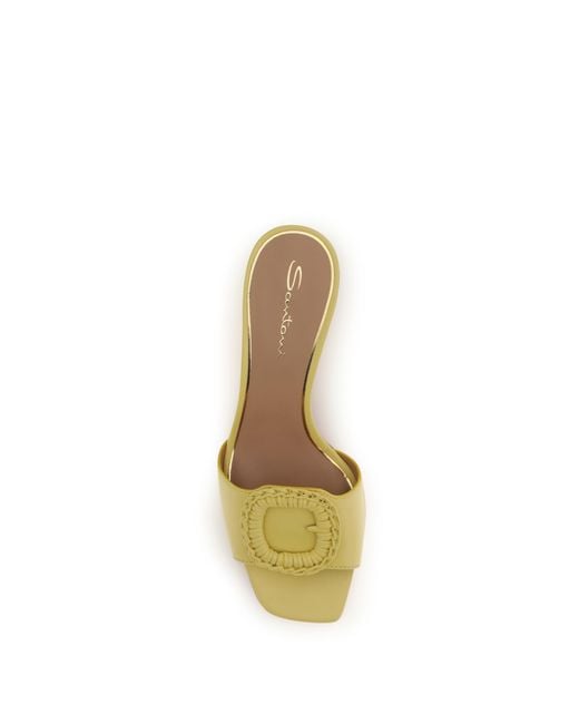 Santoni Metallic Leather Sandals Mules Calf Bos Taurus