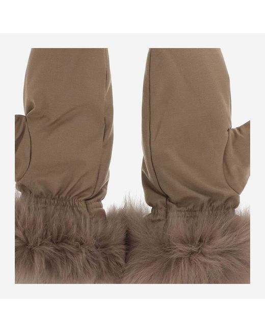 Yves Salomon Brown Wool Blend Gloves With Fox Fur