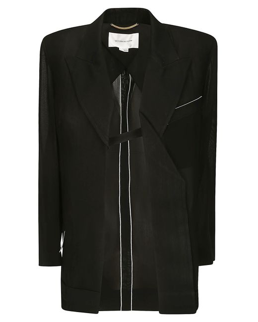 Victoria Beckham Black Fold Detail Tailored Jacket