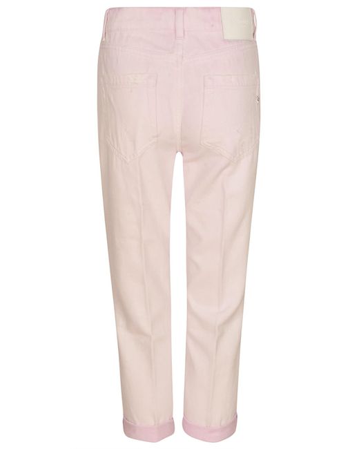 Dondup Pink Buttoned Cropped Jeans