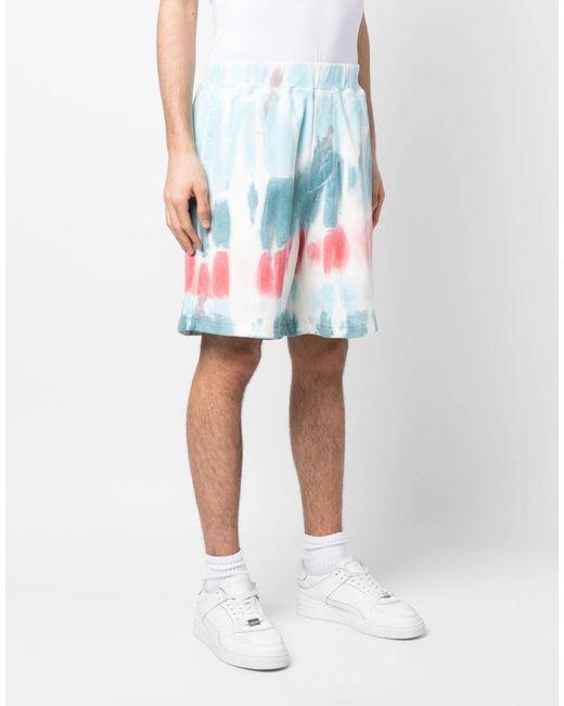 DSquared² White Tie Dye Distressed Relax Fit Shorts for men
