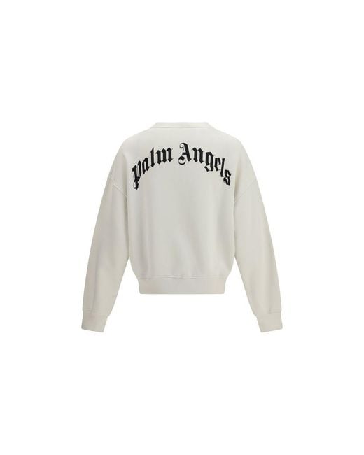 Palm Angels White Beige Cotton Sweatshirt for men