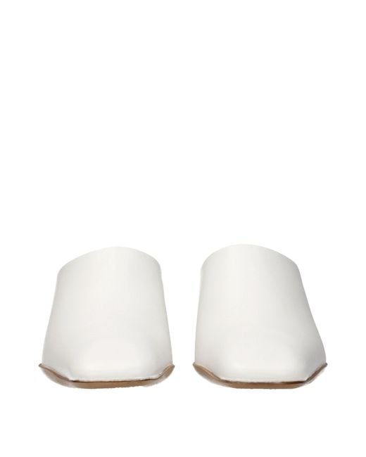 Jil Sander White Leather Slippers
