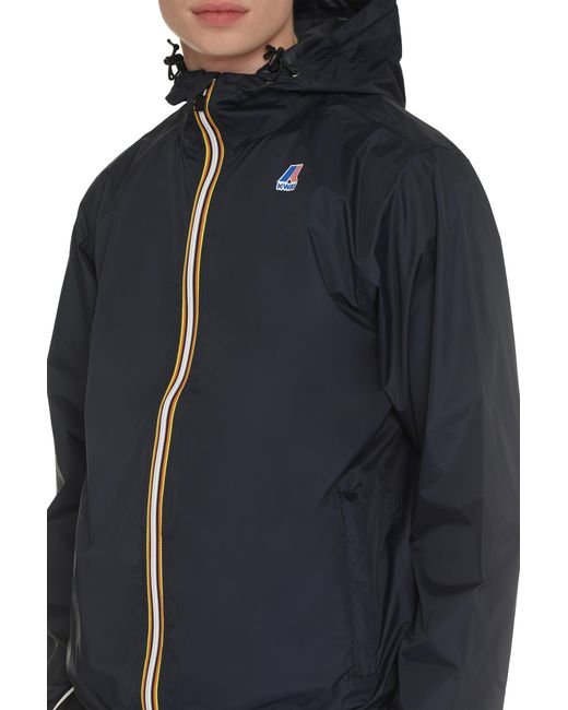 K-Way Blue Claude Hooded Nylon Jacket Polyamide Raincoats for men