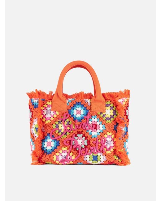 Mc2 Saint Barth Red Colette Crochet Tiles Pattern Bag