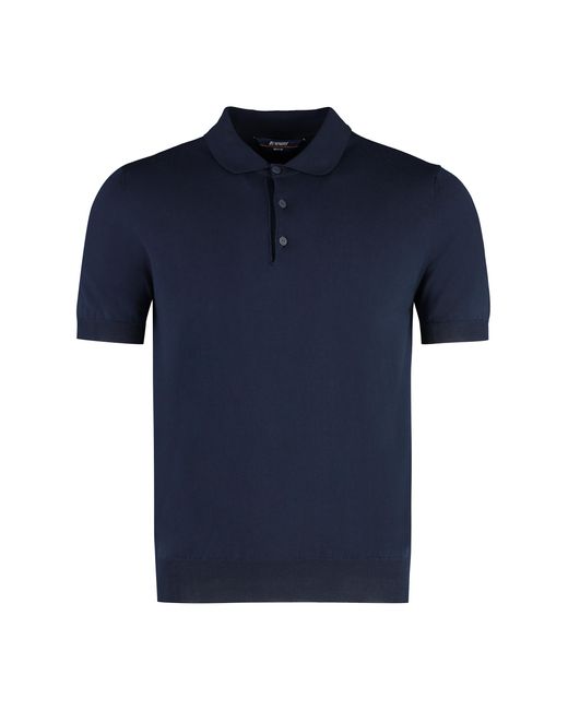 K-Way Blue Pleyne Knitted Cotton Polo Shirt for men
