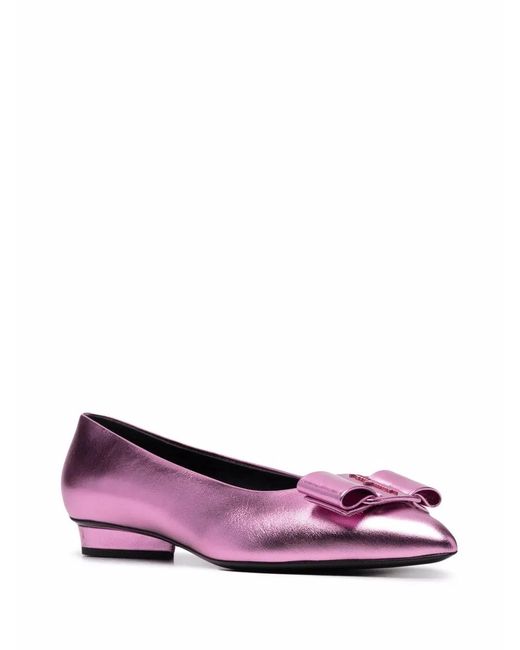 Ferragamo Pink Viva Bow-Detail Ballerina Shoes