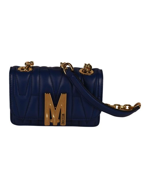 Moschino Crystal-Logo Leather Shoulder Bag