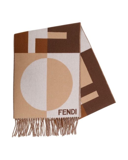 Fendi Brown Logo Scarf
