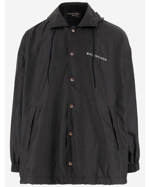 Balenciaga Black Nylon Jacket With Logo Polyester for men
