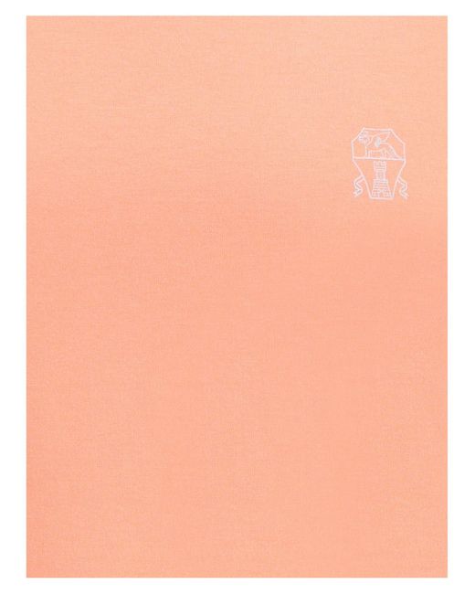 Brunello Cucinelli Pink Logoed T-Shirt for men
