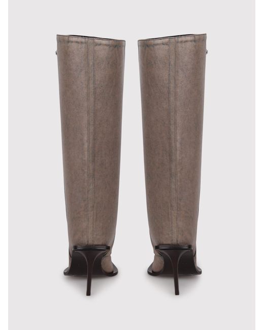 DIESEL Brown Knee-High Pointed Leather Boots