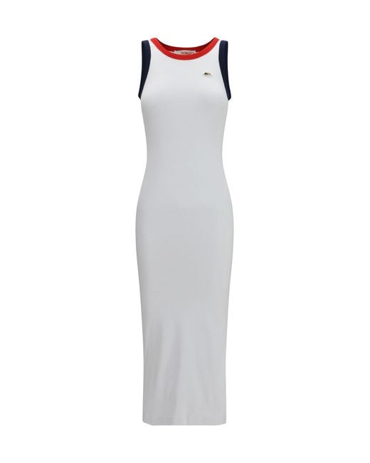 Fiorucci White Midi Dress Ribbed Cotton