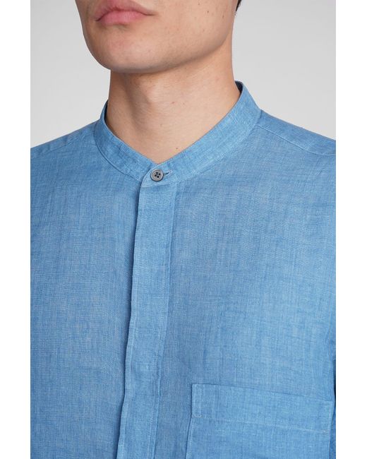 Zegna Shirt In Blue Linen for men