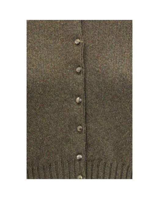 Khaite Green Bicolor Cashmere Cardigan