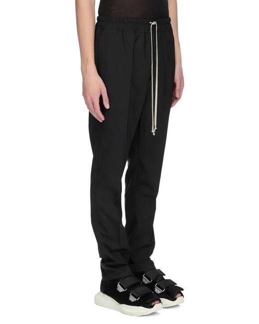 Rick Owens Black Pantalon Drawstring Slim Long Noir Trousers for men