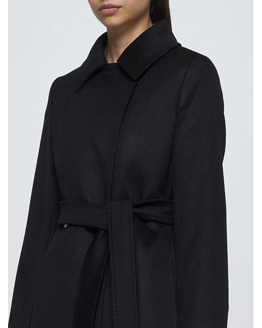 Max Mara Black Bcollag Belted Wool Coat